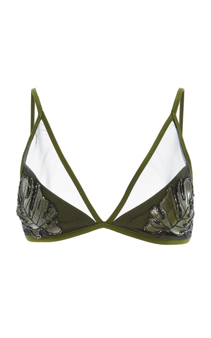 Agua De Coco Triangle Embroidered Bikini Top