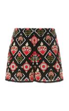 Red Valentino Hearts And Flowers Macrame Shorts