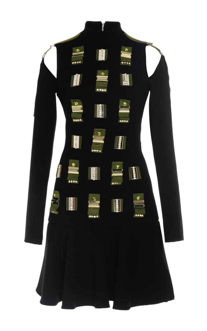 David Koma Ribbon Strap Wool Dress