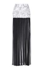 Balmain Tweed-paneled Pleated Chiffon Maxi Skirt