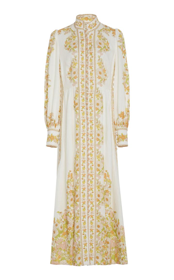 Zimmermann Floral-print Linen Maxi Dress Size: 1