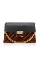 Givenchy Gv3 Small Leather And Velvet-jacquard Shoulder Bag