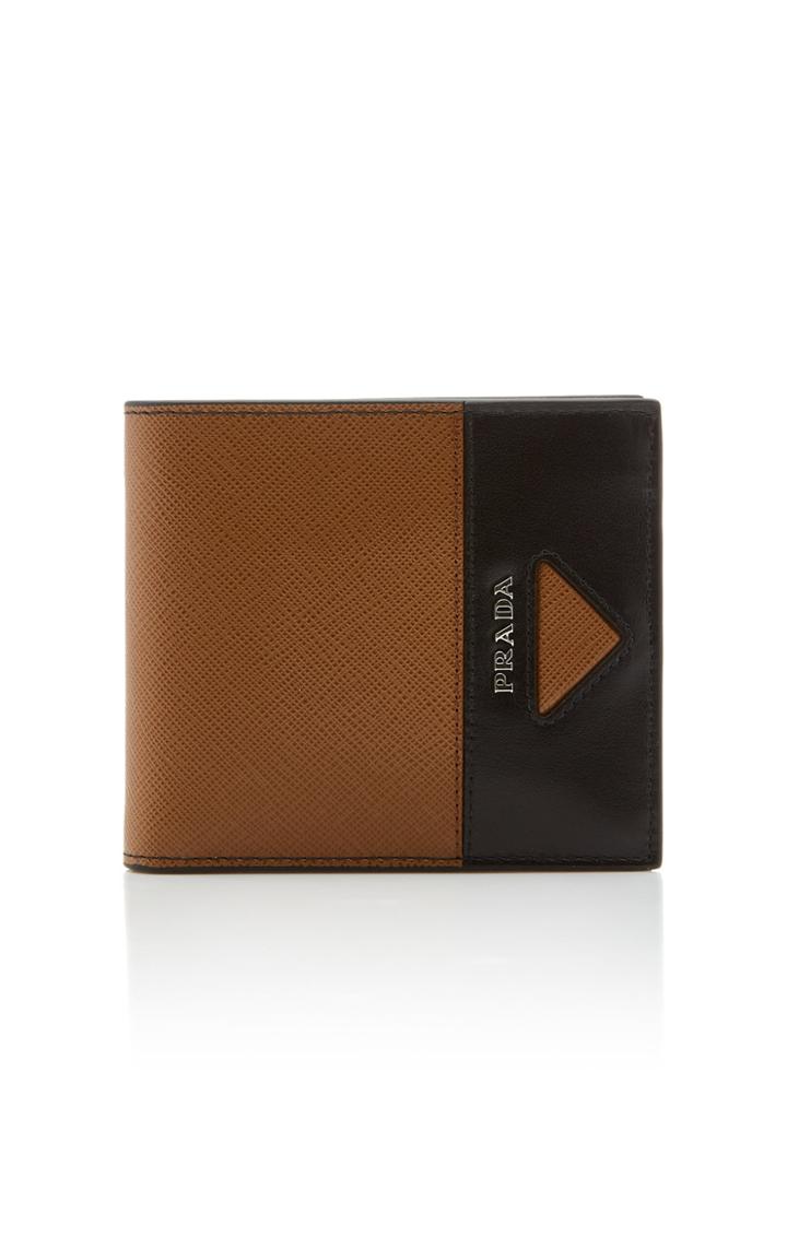 Prada Textured-leather Two-tone Wallet