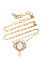 Moda Operandi Nayla Arida 18k Yellow Gold, Diamond, & White Enamel Eye Necklace