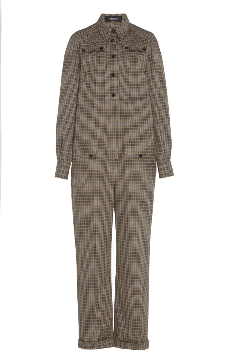 Rochas Virgin Wool Check Print Jumpsuit