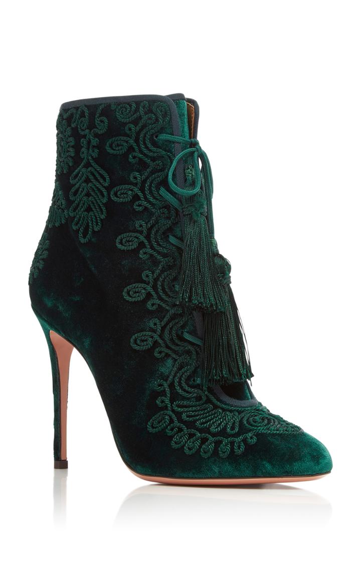 Aquazzura Almaty Embossed Velvet Boots