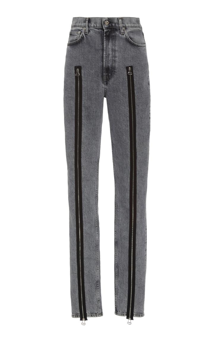 Helmut Lang Femme Hi Spikes Acid-wash Zip-detailed Jeans