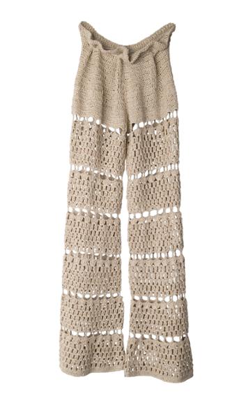 Tuinch Wide Leg Linen Had Crochet Pants
