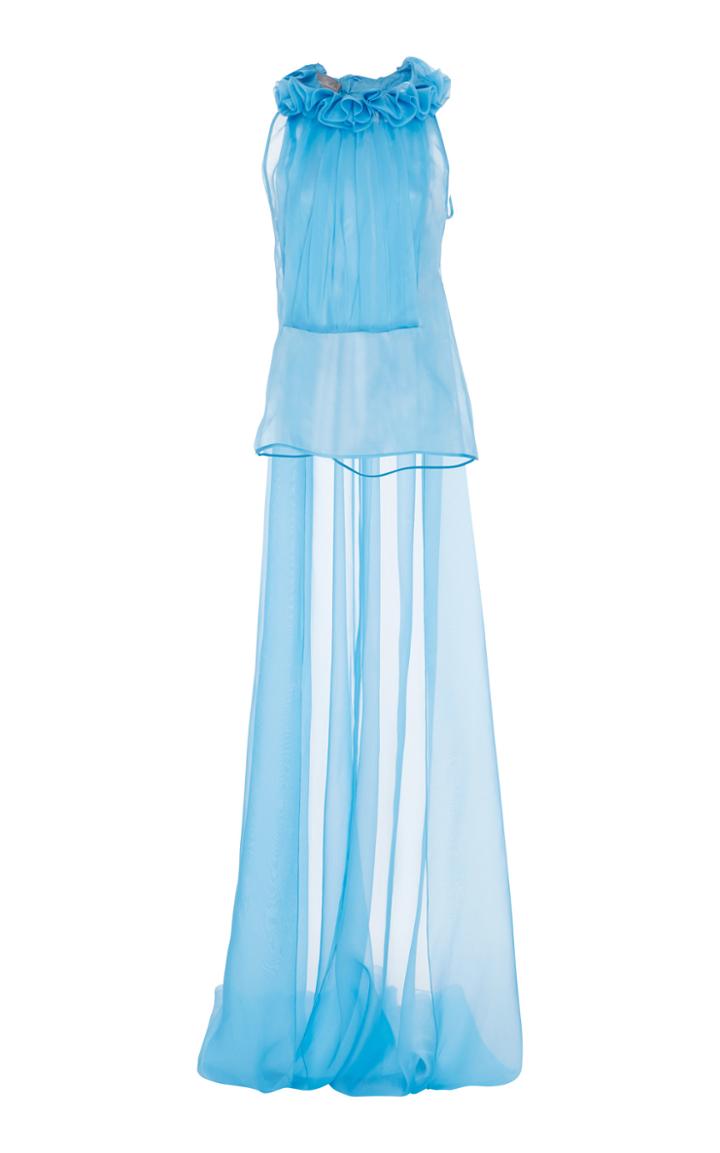 Monique Lhuillier Sleeveless Organza Gathered Top
