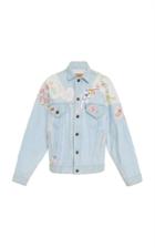 Loveshackfancy Embroidered Light Denim Jacket