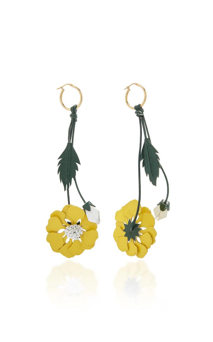 Prada Fiordaliso Leather Gold-tone Earrings