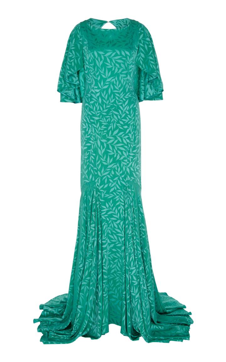 Zac Posen Novelty Satin Back Crepe Gown