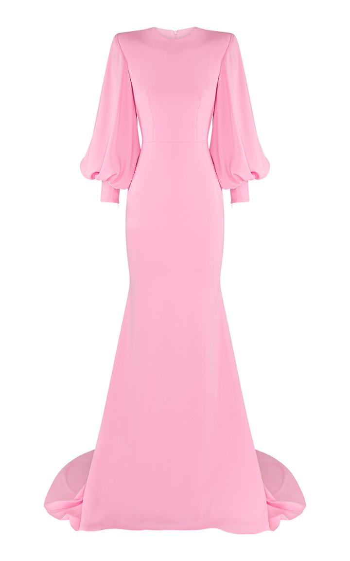 Alex Perry Davis Bishop Sleeve Crepe Gown