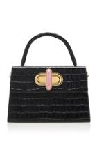 L'afshar Diba Embossed Leather Bag With Gold Loop Chain
