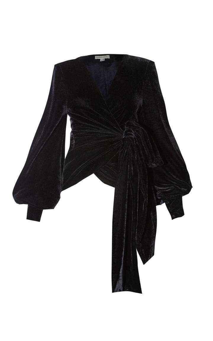 Moda Operandi Andres Otalora Herradura Wrap-effect Velvet Top