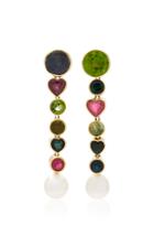 Retrouvai Multi-colored 18k Gold Tourmaline And Peridot Drop Earrings