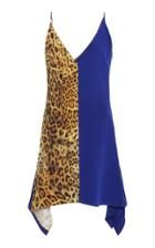 Cushnie V-neck Colorblock Silk Mini Dress
