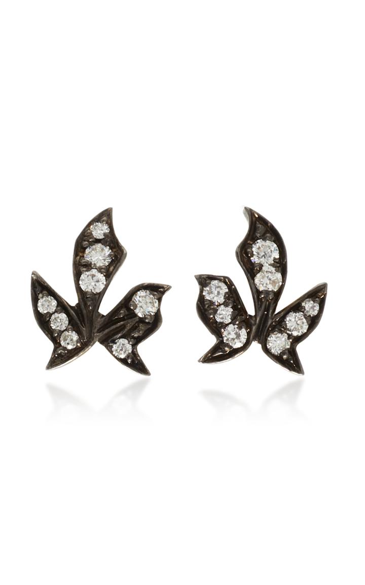 Montse Esteve Oxidized Silver Diamond Stud Earrings