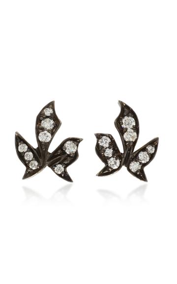 Montse Esteve Oxidized Silver Diamond Stud Earrings