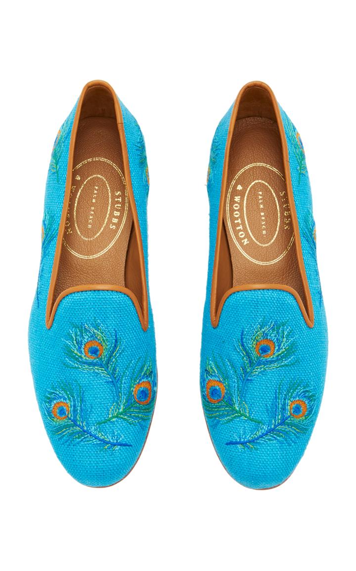 Stubbs & Wootton Peacock Linen Slipper