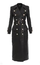 Balmain Belted Double-breasted Calfskin Trench Coat