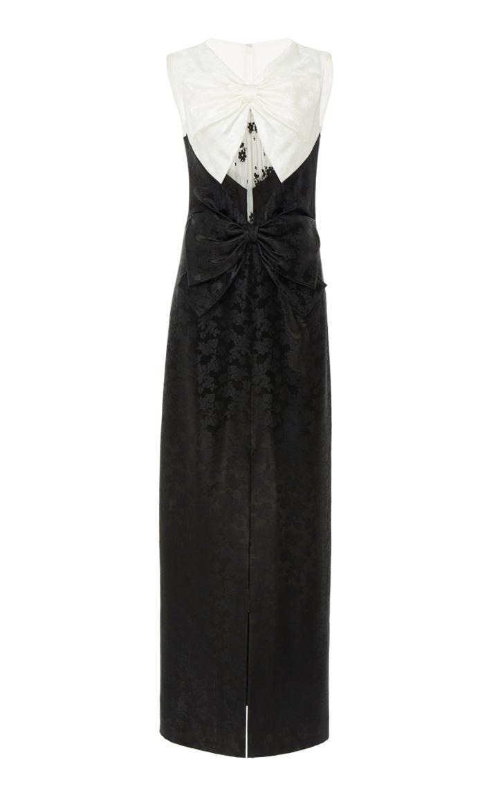 Givenchy Bow-embellished Lace-paneled Floral-brocade Gown