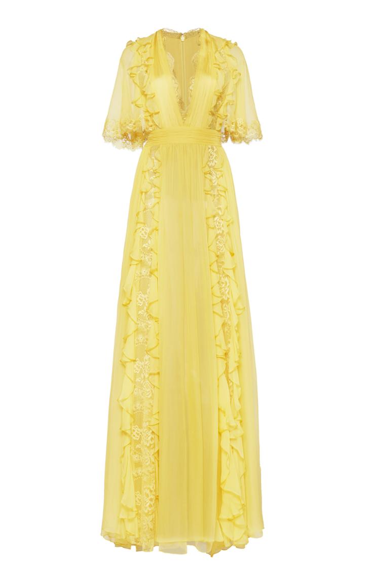 Moda Operandi Zuhair Murad Ruffled Lace-deatiled Organza Maxi Dress Size: 32