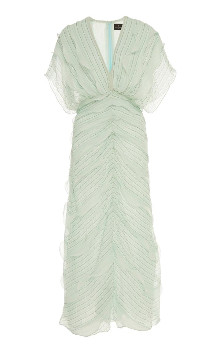 J. Mendel V-neck Silk Flutter Dress