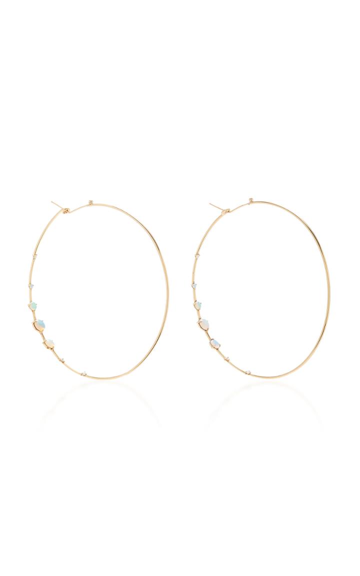 Wwake Gold Opal And Tanzanite Hoop Earrings