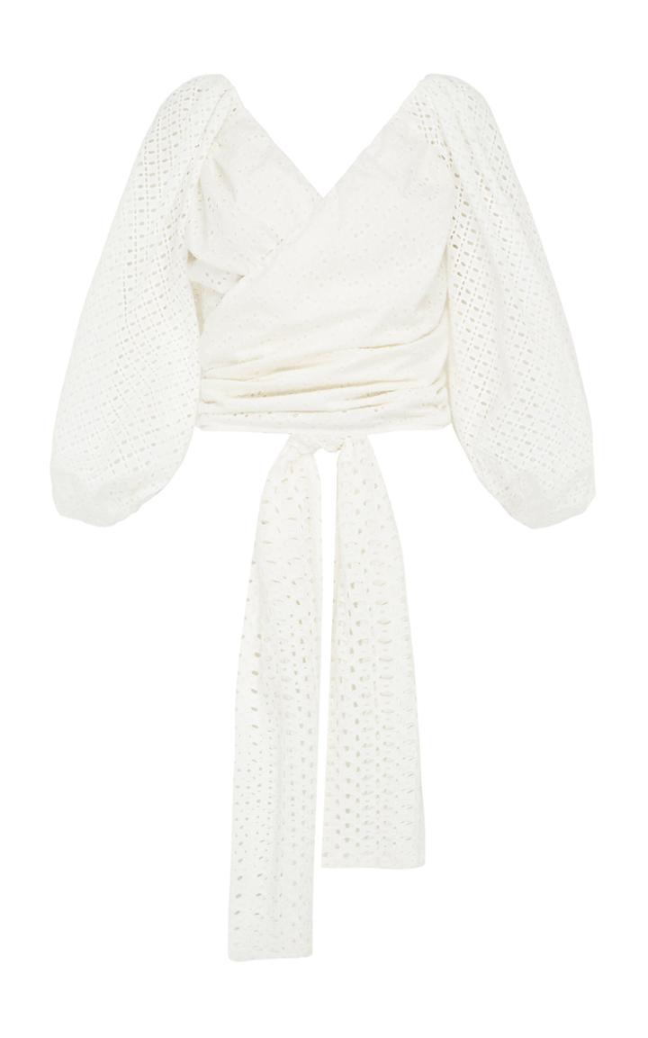 Rachel Gilbert Dillon Cotton-poplin Wrap Crop Top