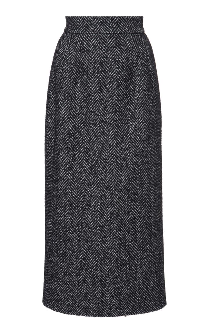 Dolce & Gabbana Chevron Tweed Midi Skirt