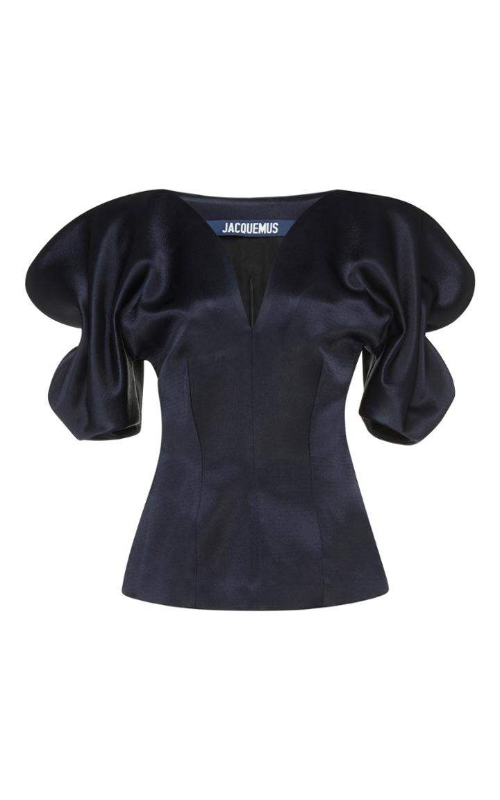 Jacquemus Puff Sleeve Satin Top