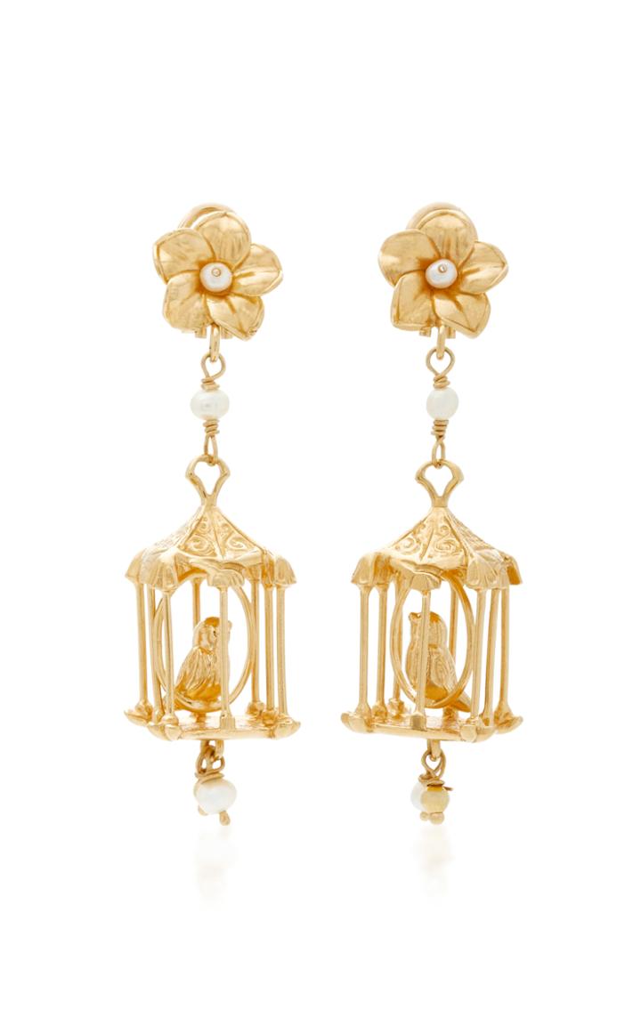 Of Rare Origin Pagoda 18k Gold Vermeil And Pearl Earrings