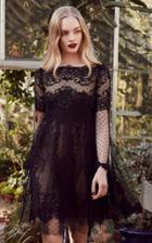 Marchesa Point D'espirit Lace Cocktail Dress