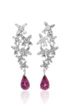 Davidor Arch Florale 18k White Gold, Diamond And Rubellite Earrings