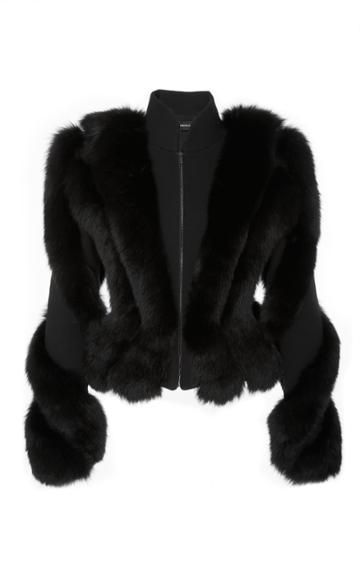 Brandon Maxwell Spiral Sleeve Fur Jacket