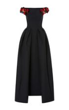 Zac Posen Embroidered Off The Shoulder Jacquard Gown