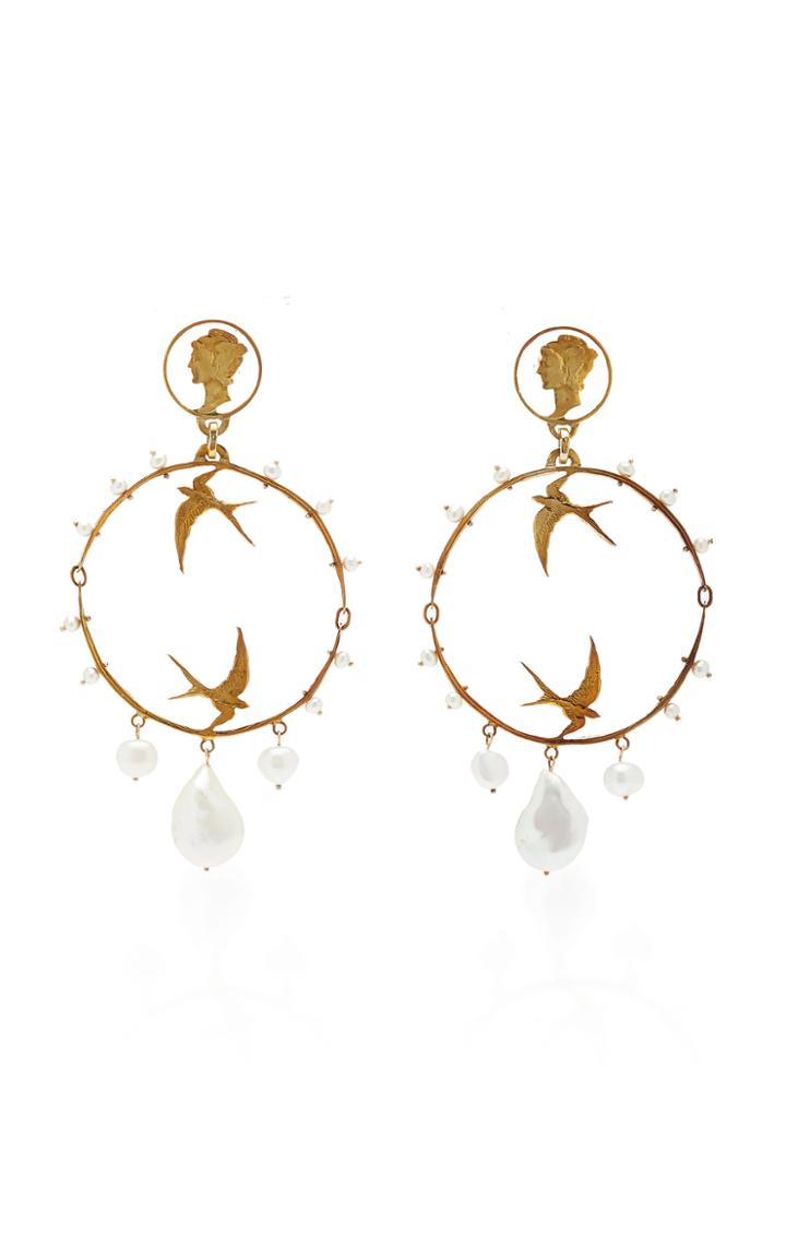 Oscar De La Renta Circle Pearl Drop Earring