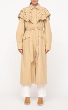 Moda Operandi Sea Hazel Broderie-trimmed Gabardine Trench Coat