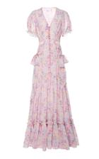 Ryan Lo Puff Sleeve Victorian Chiffon Dress
