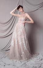 Moda Operandi Marco & Maria Crystal Embroidered Flowers Tulle Gown