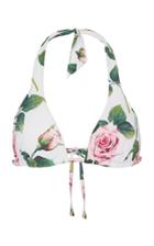 Dolce & Gabbana Floral-print Halterneck Bikini Top