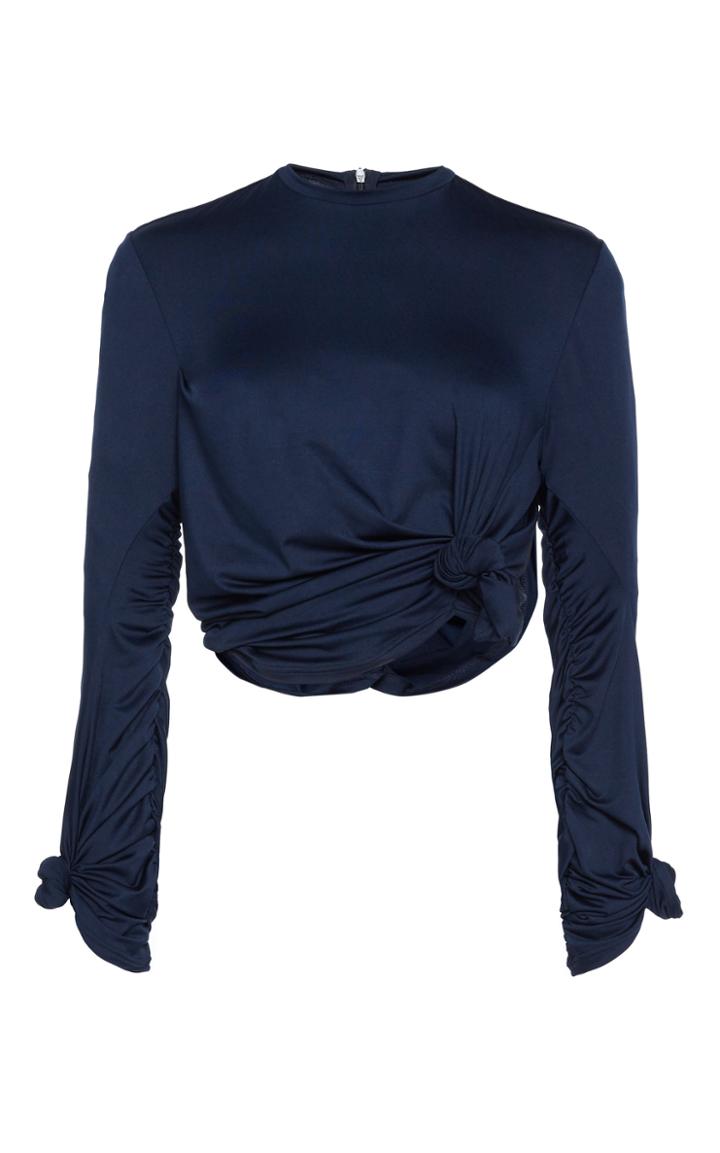 Rokh Knot-detailed Jersey Cropped Top