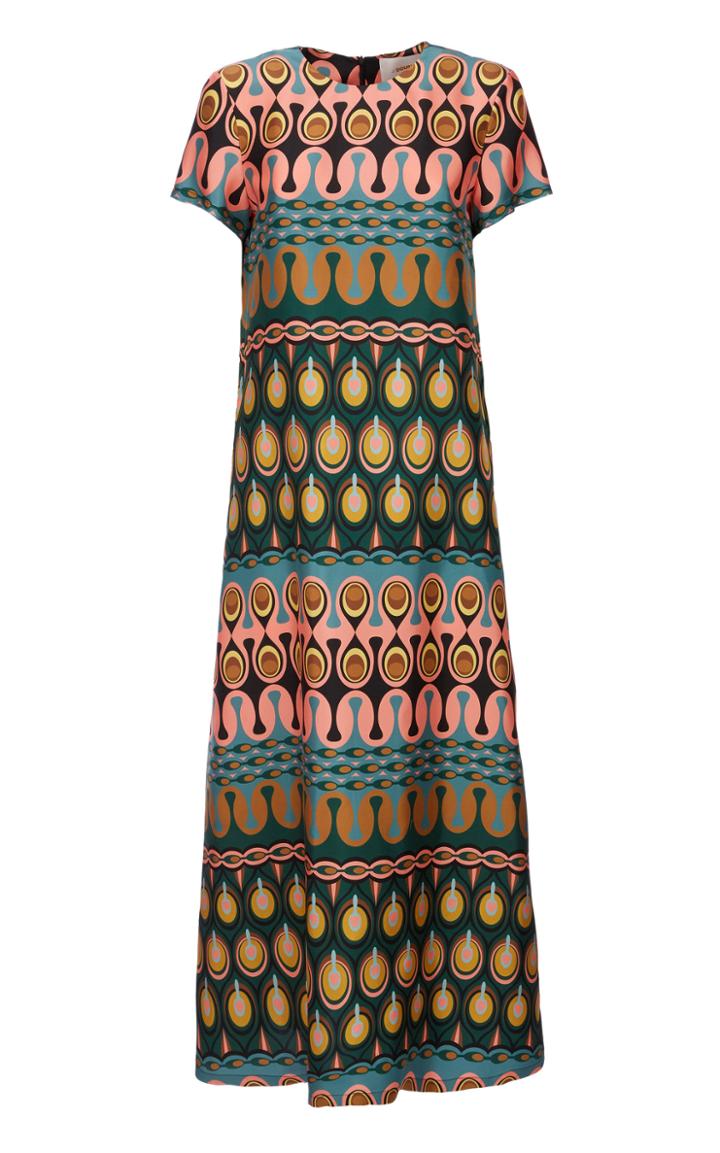 La Doublej Swing Printed Silk Maxi Dress