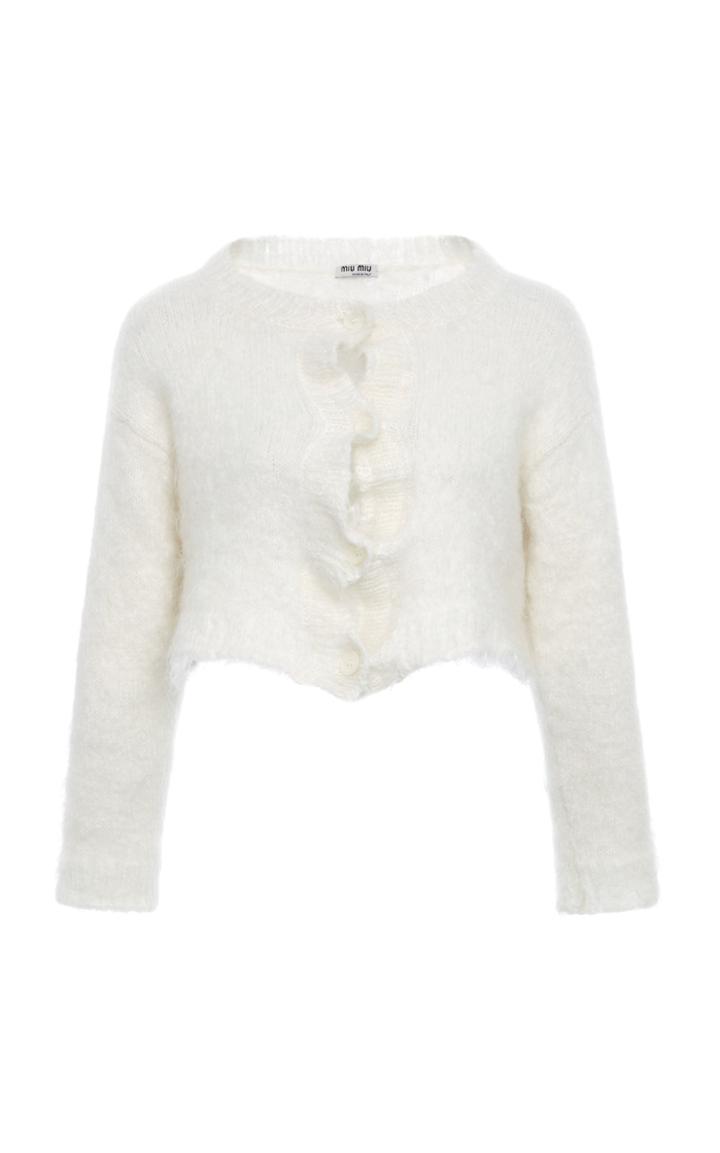 Moda Operandi Miu Miu Off-the-shoulder Knit Cropped Top Size: 36
