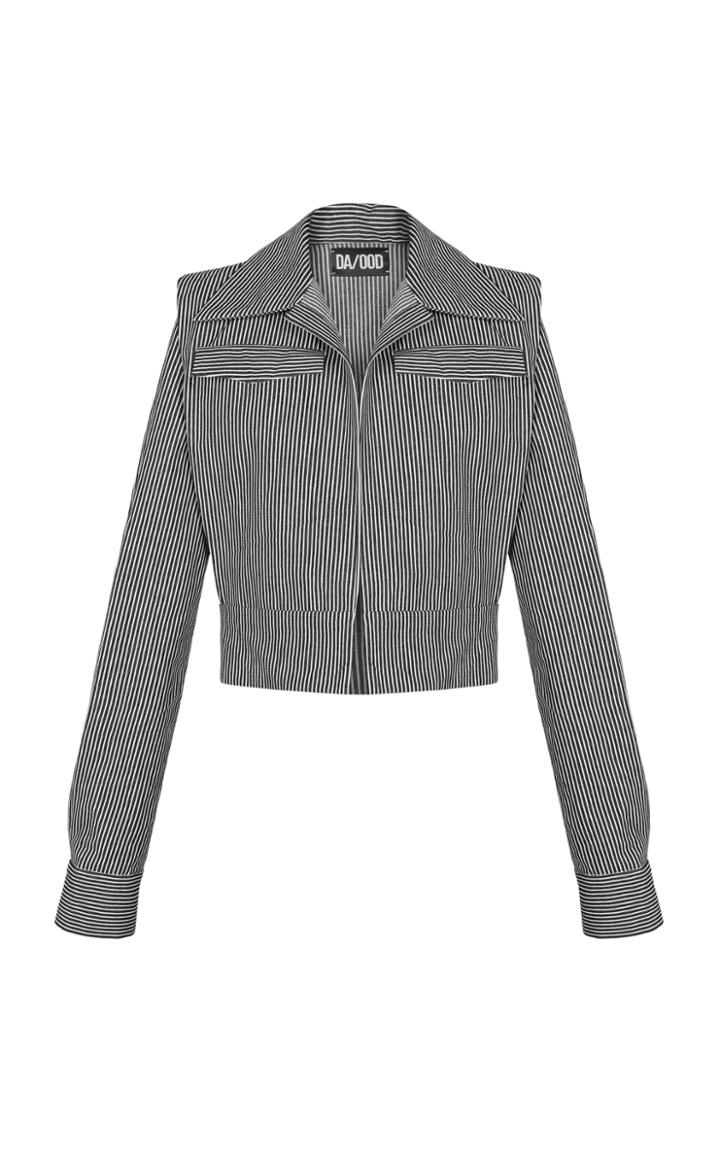 Dalood Striped Denim Blazer Jacket