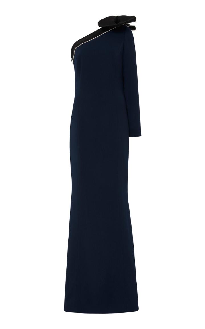 Elizabeth Kennedy One-shoulder Crepe Gown