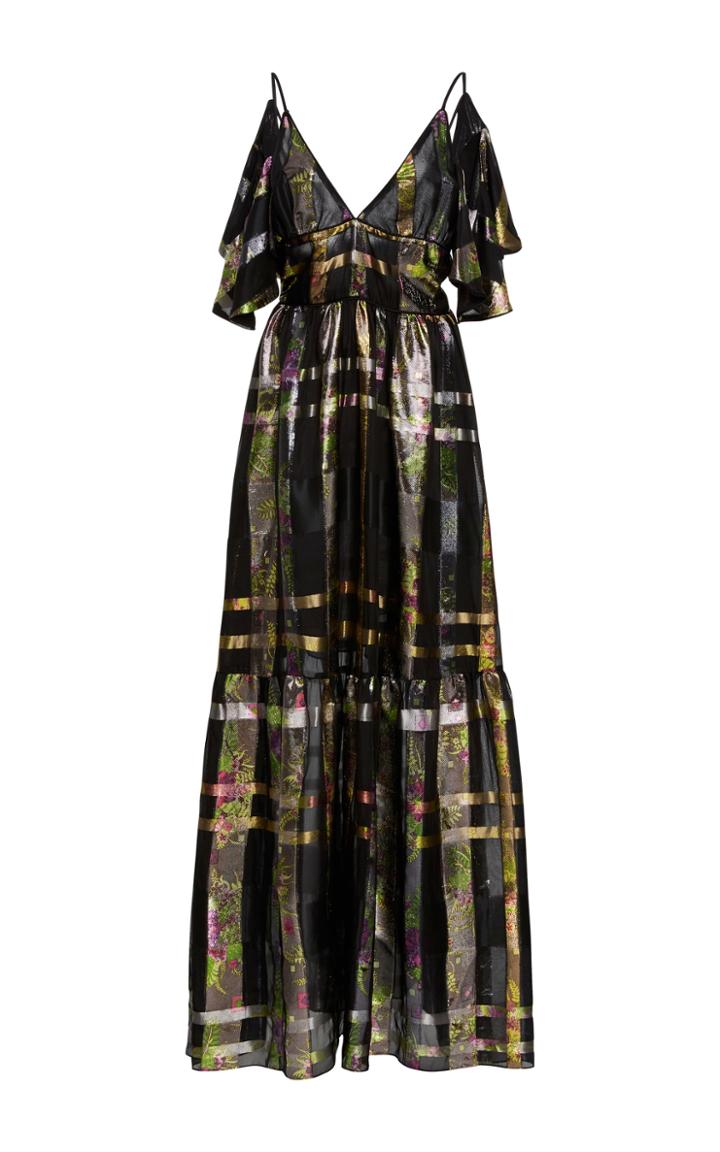 Cynthia Rowley Metallic Plaid Ruffle Dress