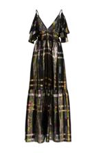 Cynthia Rowley Metallic Plaid Ruffle Dress