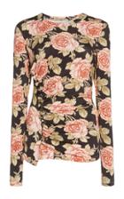 Paco Rabanne Ruched Floral-print Cotton Top